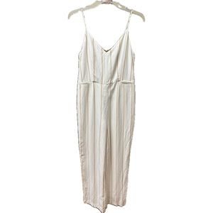 Anthropologie White Striped Jumpsuit sz 2